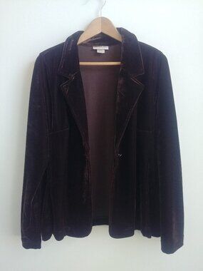 Carroll Reed XL velvet dark brown unstructured blazer sweater jacket